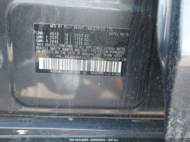 Subaru Legacy 2.5i Limited 2016 4S3BNBN64G3012048 Image 9