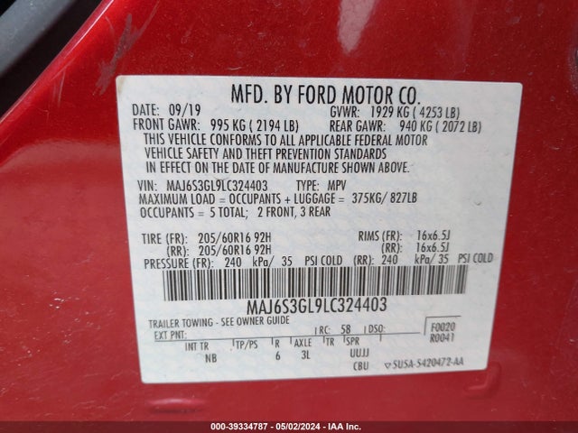 Ford Ecosport Se 2020 MAJ6S3GL9LC324403 Image 9