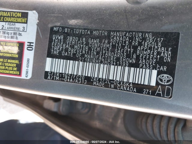 Toyota COROLLA SE 2017 2T1BURHE3HC941199 Image 9
