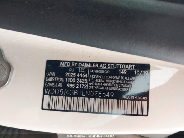 WDD5J4GB1LN076549 Mercedes-Benz CLA 250