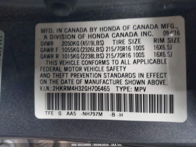 2HKRM4H32GH706465 Honda CR-V LX