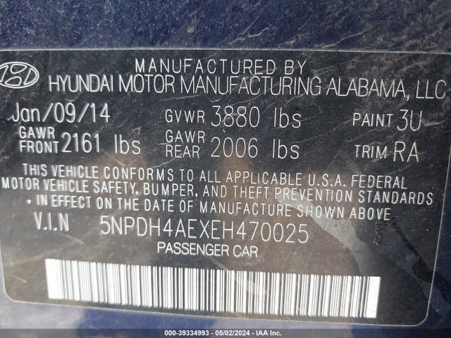 Hyundai ELANTRA SE 2014 5NPDH4AEXEH470025 Image 9