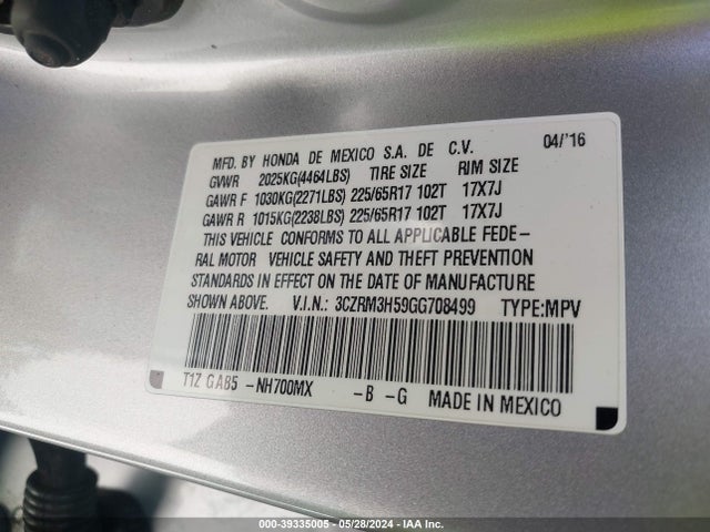 Honda CR-V EX 2016 3CZRM3H59GG708499 Image 9