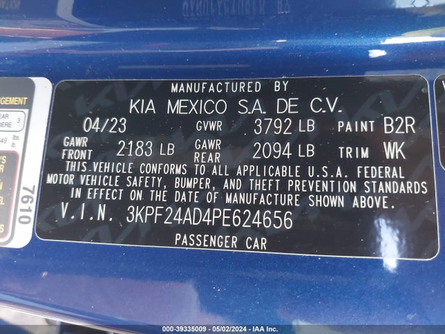 KIA Forte Lxs 2023 3KPF24AD4PE624656 Image 9