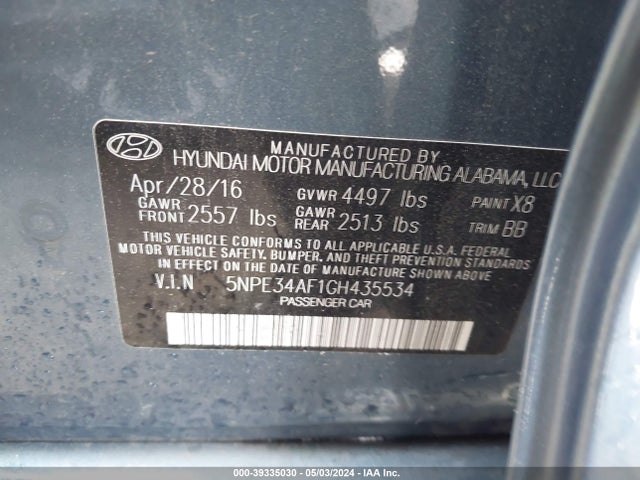 Hyundai Sonata Limited 2016 5NPE34AF1GH435534 Image 9