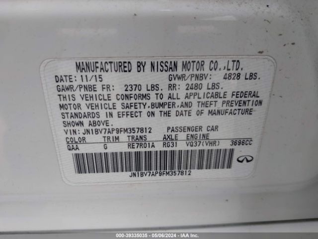 JN1BV7AP9FM357812 Infiniti Q50 Premium