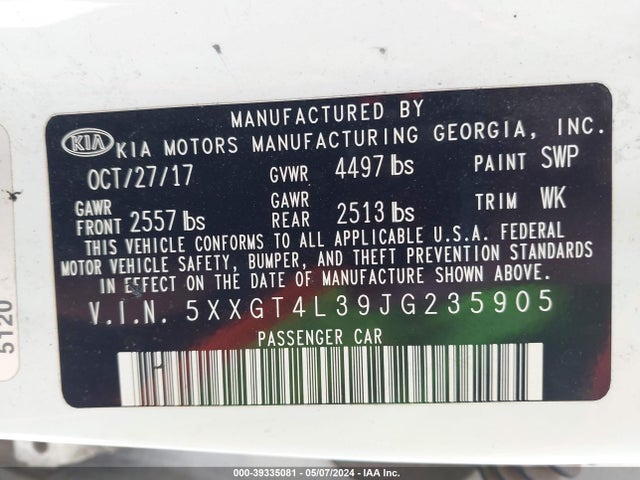 KIA Optima Lx 2018 5XXGT4L39JG235905 Image 9