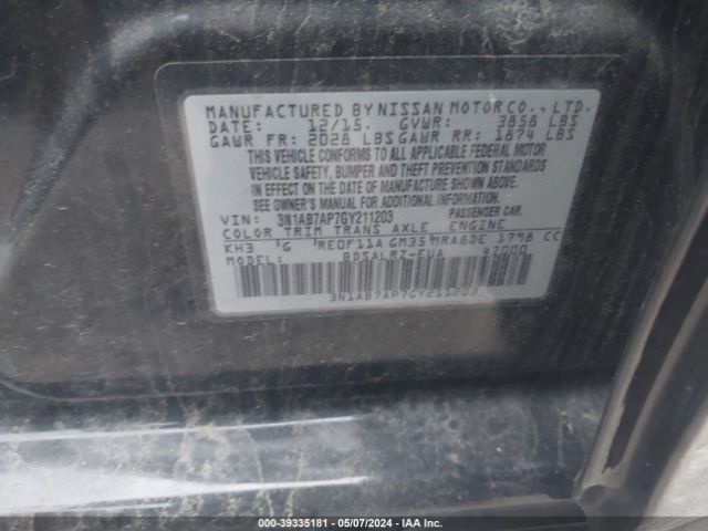 3N1AB7AP7GY211203 Nissan SENTRA SR