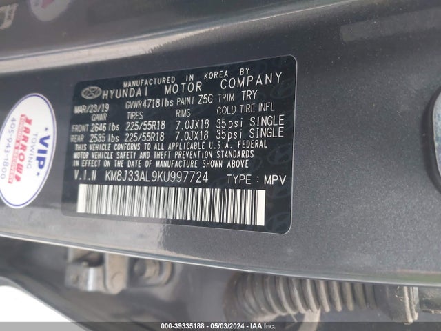 Hyundai TUCSON SEL 2019 KM8J33AL9KU997724 Image 9