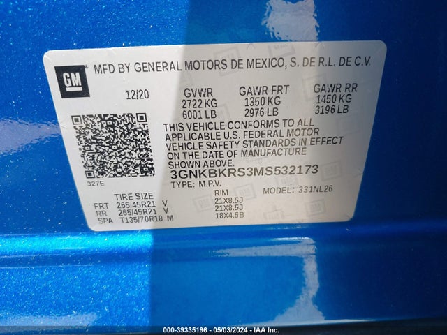 Chevrolet Blazer Awd Rs 2021 3GNKBKRS3MS532173 Image 9