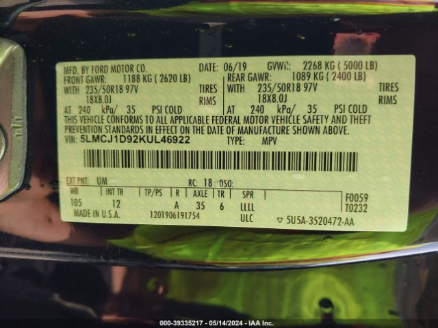 2019 LINCOLN MKC 5LMCJ1D92KUL46922 Photo 8