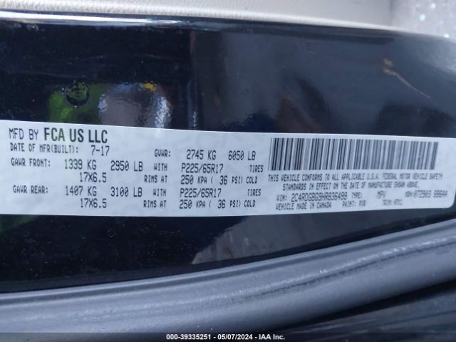 2C4RDGBG9HR836499 Dodge Grand Caravan Se