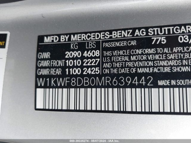 W1KWF8DB0MR639442 Mercedes-Benz C 300 Sedan