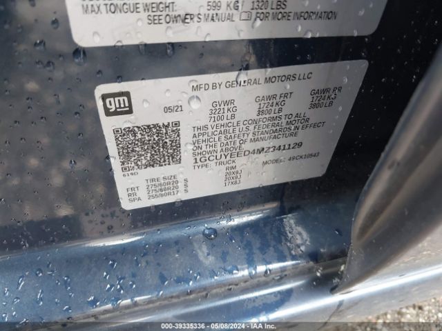 1GCUYEED4MZ341129 Chevrolet Silverado 1500 4wd  Short Bed Rst