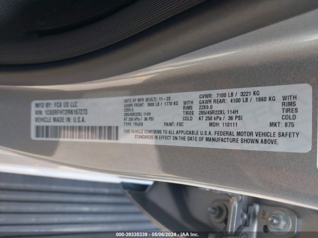 2024 RAM 1500 1C6SRFHT2RN167273 Photo 8