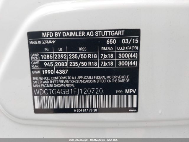 WDCTG4GB1FJ120720 Mercedes-Benz Gla 250 4matic