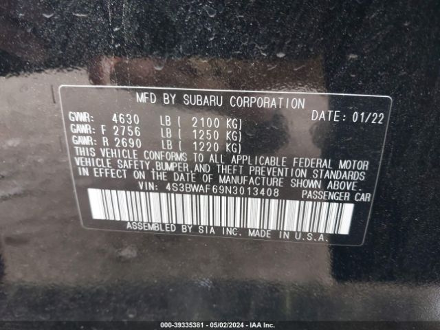 4S3BWAF69N3013408 Subaru Legacy Premium