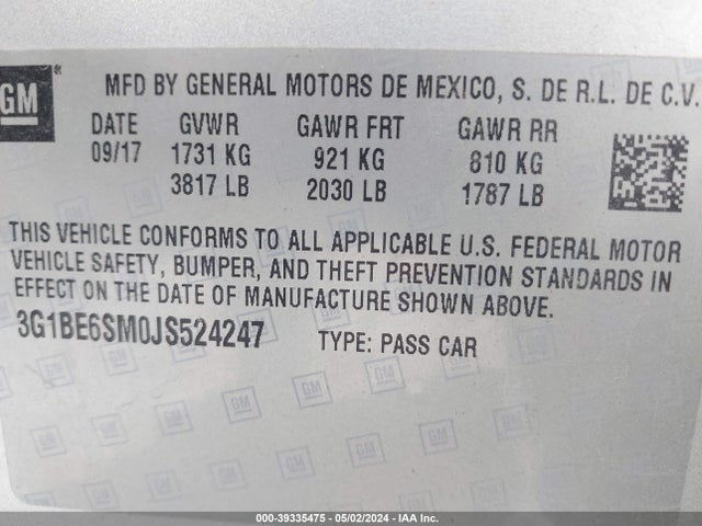 Chevrolet Cruze Lt Auto 2018 3G1BE6SM0JS524247 Image 9