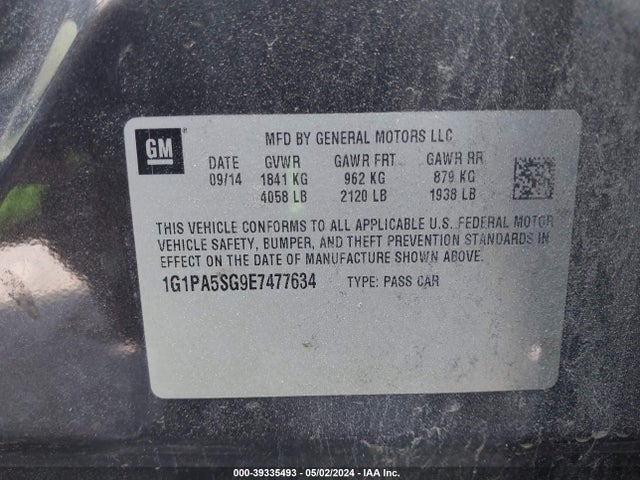 Chevrolet Cruze Ls Auto 2014 1G1PA5SG9E7477634 Image 9