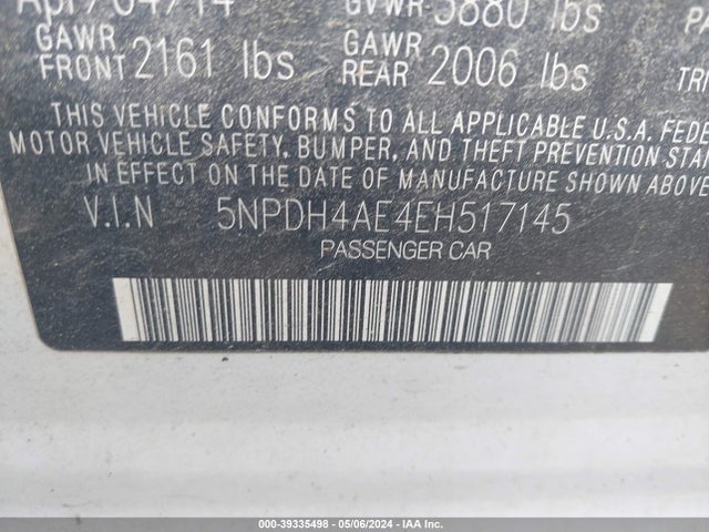 Hyundai ELANTRA SE 2014 5NPDH4AE4EH517145 Image 9