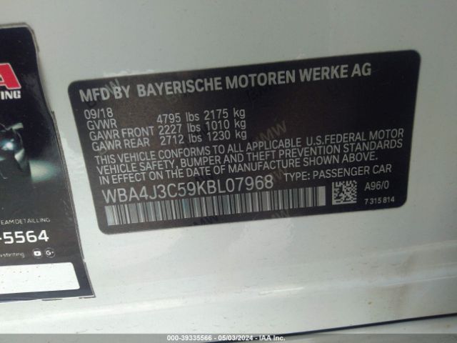 WBA4J3C59KBL07968 BMW 430i Gran Coupe Xdrive