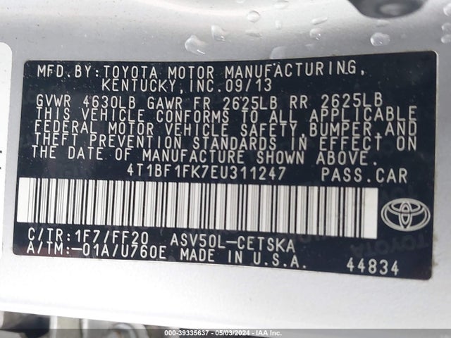Toyota CAMRY SE 2014 4T1BF1FK7EU311247 Image 9