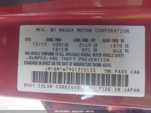 Mazda Mazda3 I Touring 2016 JM1BM1W79G1315133 Image 9