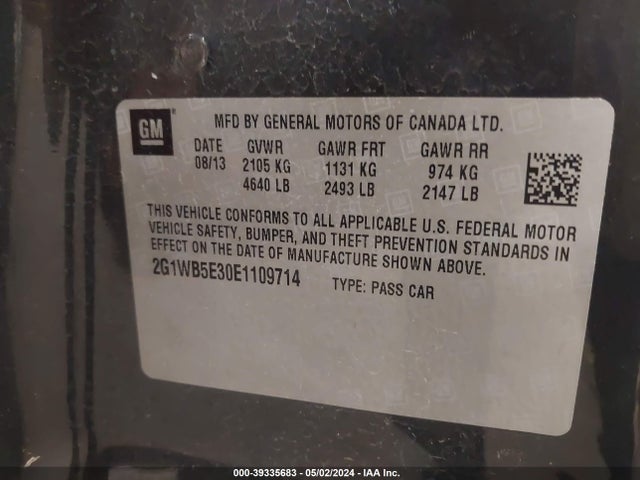 Chevrolet Impala Limited Lt 2014 2G1WB5E30E1109714 Image 9