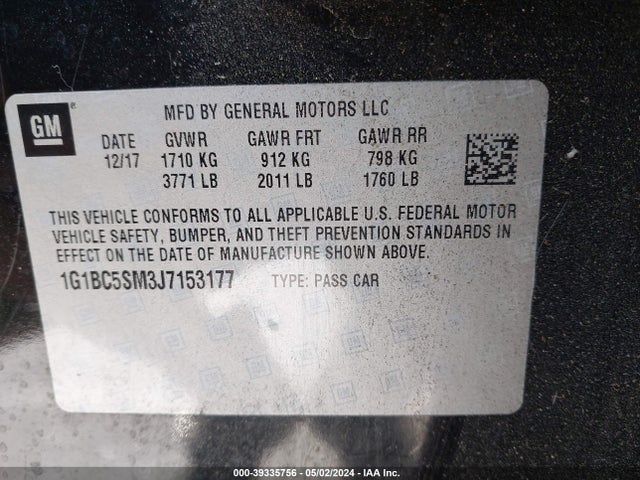 Chevrolet Cruze Ls Auto 2018 1G1BC5SM3J7153177 Image 9