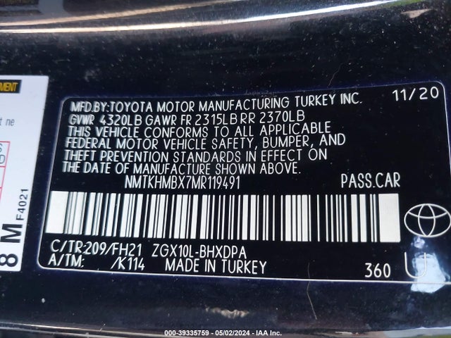 Toyota C-HR LE 2021 NMTKHMBX7MR119491 Image 9