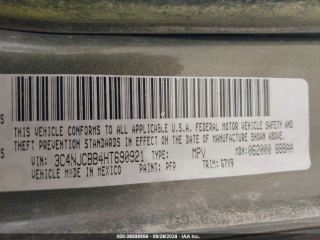 3C4NJCBB4HT690921 Jeep New Compass Latitude Fwd