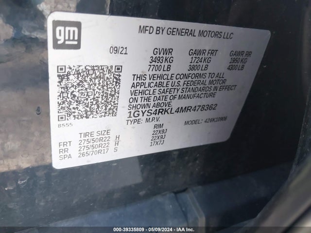 Cadillac Escalade Esv 4wd Sport Platinum 2021 1GYS4RKL4MR478362 Image 9