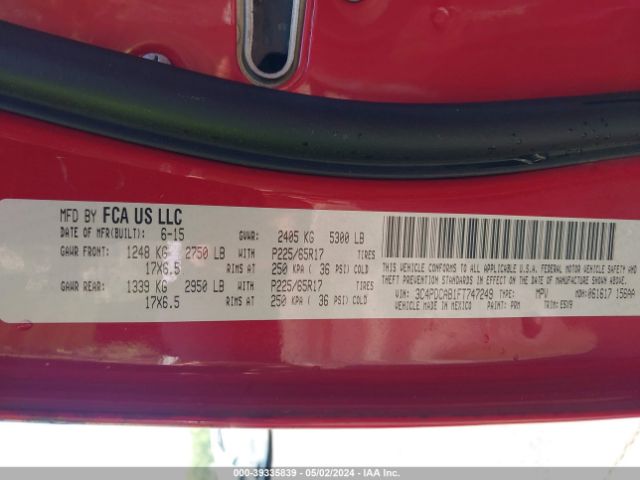 3C4PDCAB1FT747249 Dodge Journey American Value Pkg