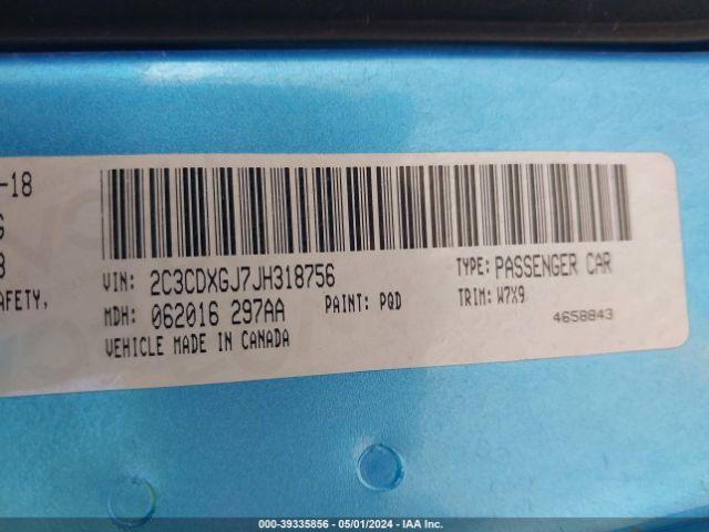 2C3CDXGJ7JH318756 Dodge Charger R/t Scat Pack Rwd
