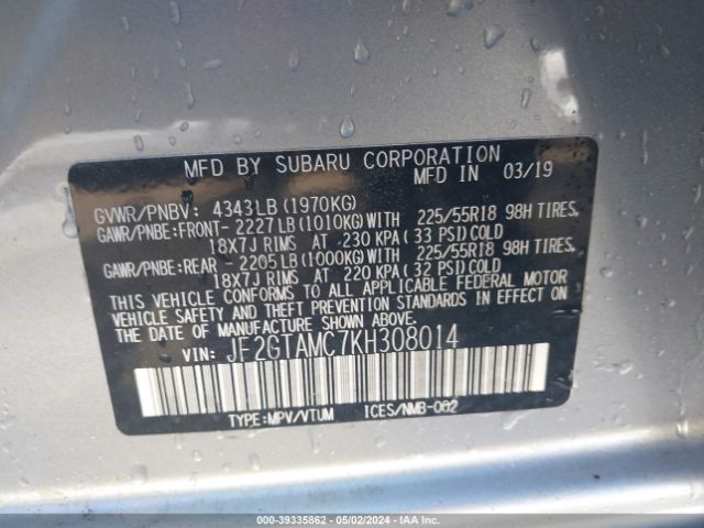 JF2GTAMC7KH308014 Subaru Crosstrek 2.0i Limited