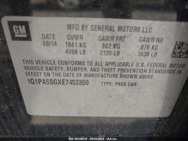 1G1PA5SGXE7453360 Chevrolet Cruze Ls Auto