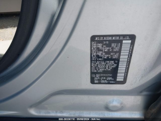 JN8AE2KP3F9127541 Nissan Quest Platinum/s/sl/sv