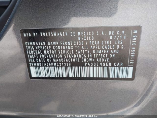 3VWDB7AJ6HM221328 Volkswagen Jetta 1.4t Se