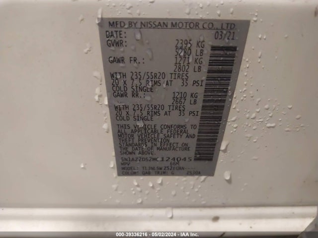 Nissan Murano Platinum Intelligent Awd 2021 5N1AZ2DS2MC124045 Image 9