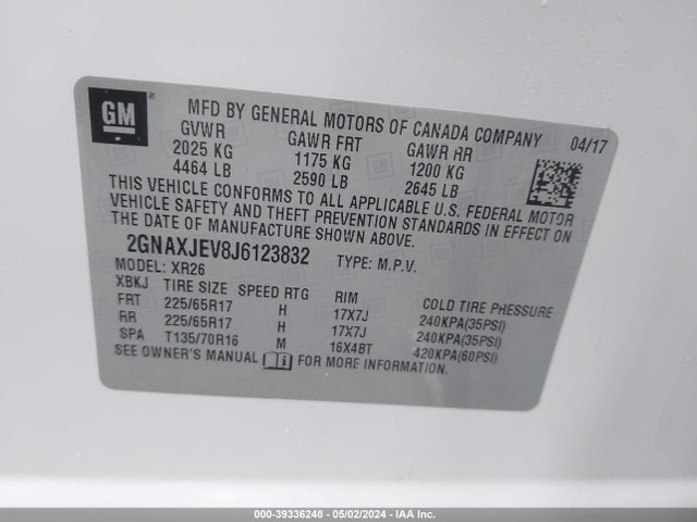 Chevrolet EQUINOX LT 2018 2GNAXJEV8J6123832 Image 9