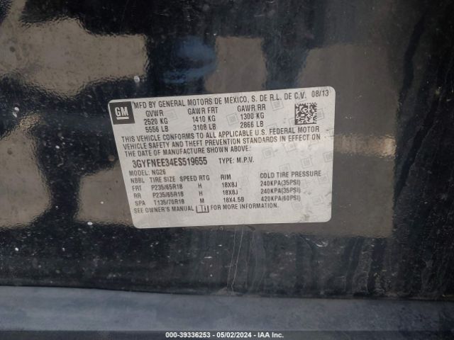3GYFNEE34ES519655 Cadillac Srx Luxury Collection