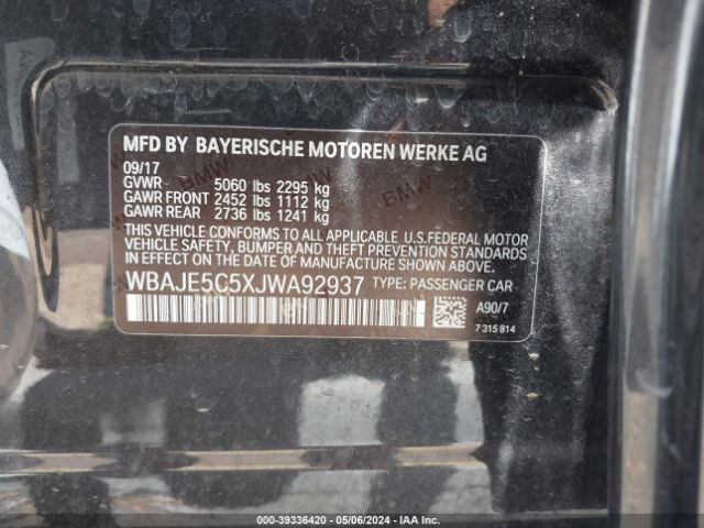WBAJE5C5XJWA92937 BMW 540I