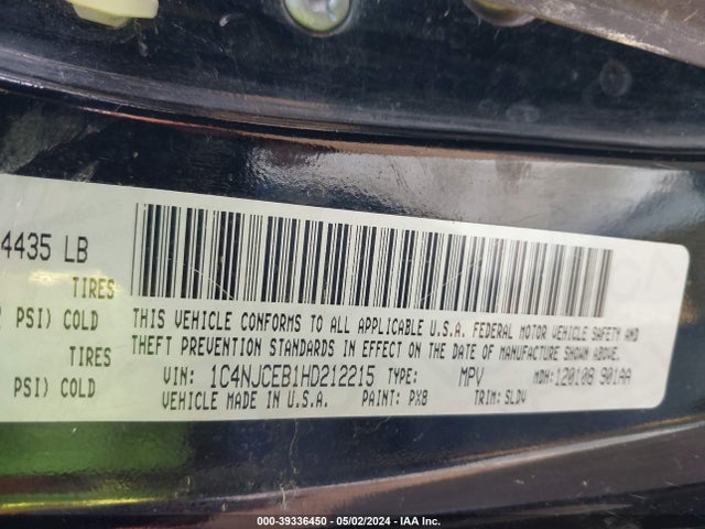 1C4NJCEB1HD212215 Jeep Compass High Altitude Fwd