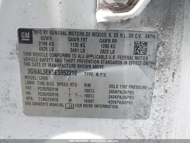 Chevrolet Captiva Sport Lt 2014 3GNAL3EK5ES652210 Image 9