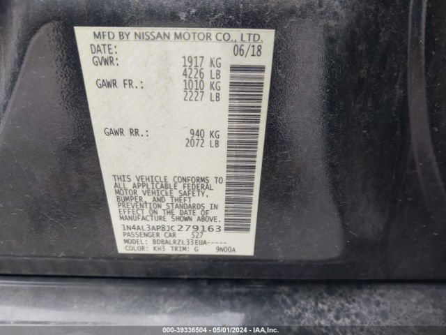 1N4AL3AP8JC279163 Nissan Altima 2.5 Sl