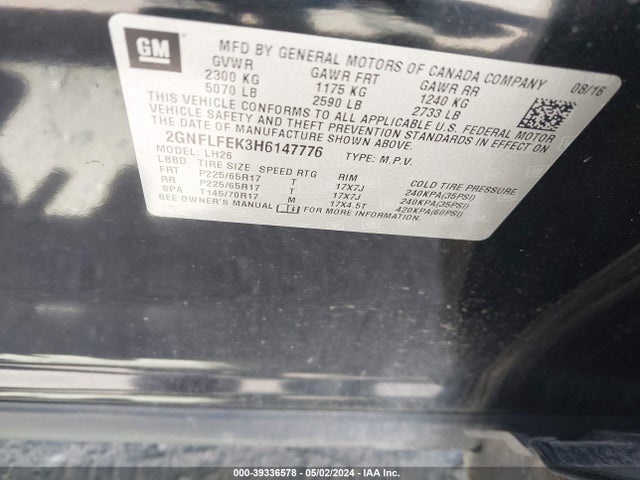 Chevrolet EQUINOX LT 2017 2GNFLFEK3H6147776 Image 9