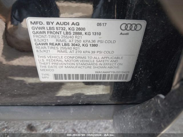 WA1A4AFY9J2015429 Audi Sq5 3.0t Premium Plus