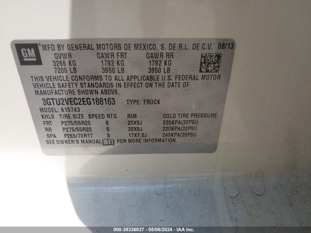 GMC Sierra 1500 Slt 2014 3GTU2VEC2EG188163 Image 9