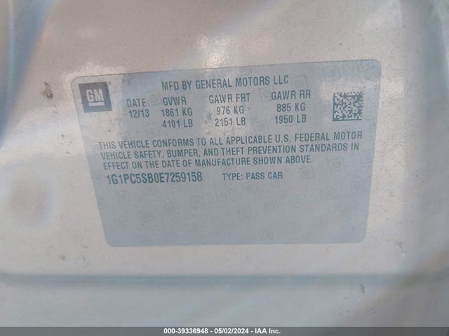 Chevrolet Cruze 1lt Auto 2014 1G1PC5SB0E7259158 Image 9