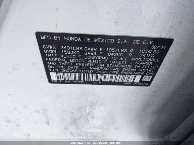 3HGGK5H83FM712493 Honda Fit Ex/ex-l